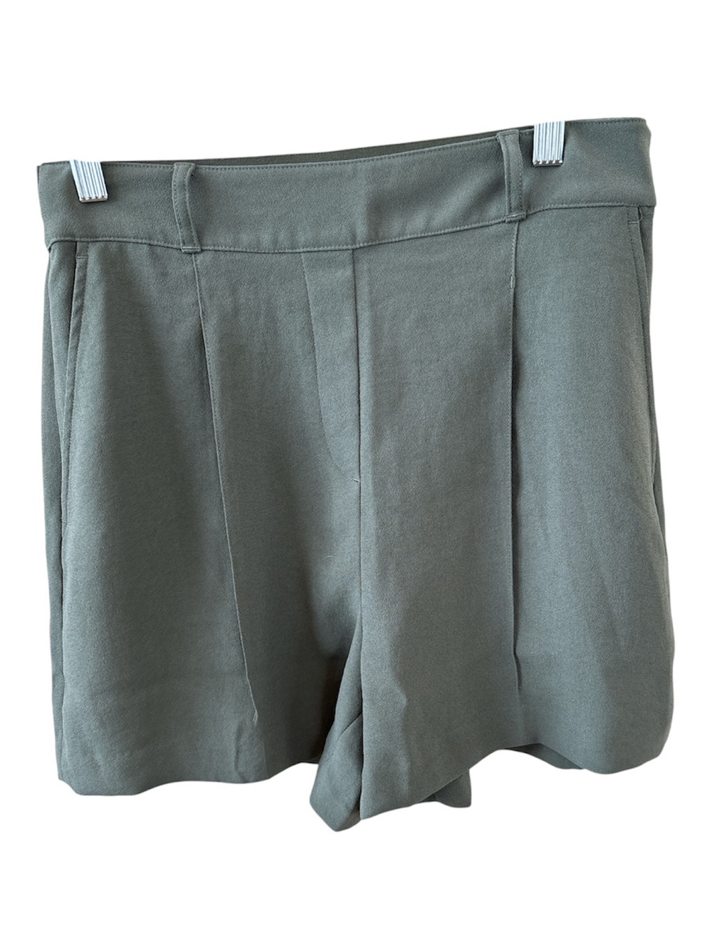 SPANX High-Waist Pleated Shorts in Sage Green